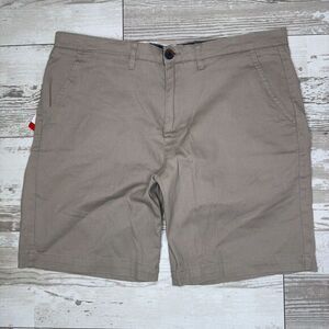 JACHS Shorts Men's 34 Gray Cotton Stretch‎ Flat Front Slash Pockets Regular Fit